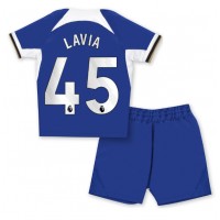 Camisa de time de futebol Chelsea Romeo Lavia #45 Replicas 1º Equipamento Infantil 2023-24 Manga Curta (+ Calças curtas)